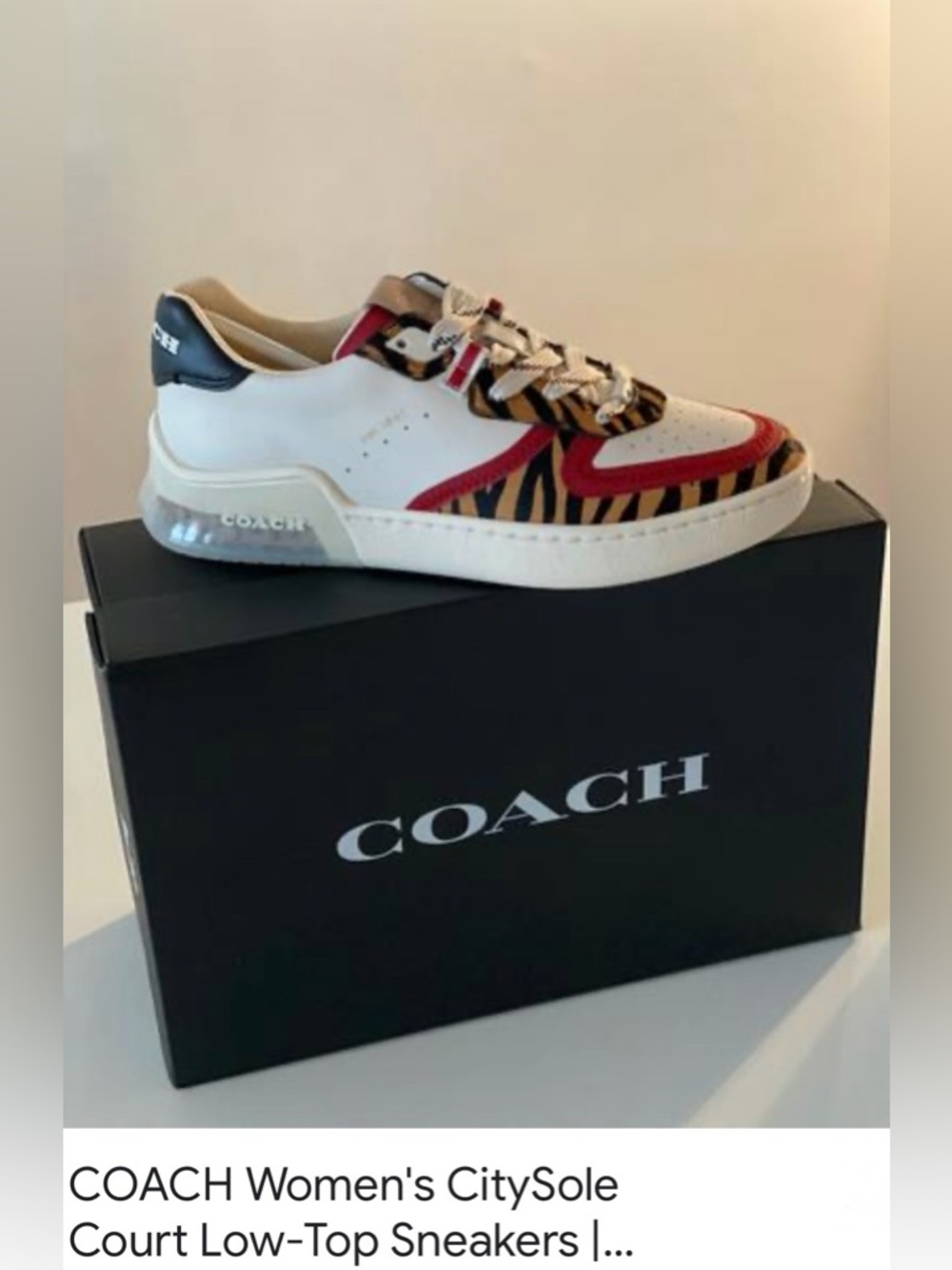 Coach CitySole Court Women's Sneaker - Tiger Print Chalk /Red~NoBox